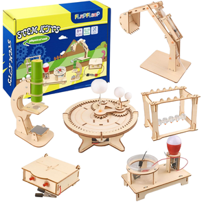 Innovative DIY STEM Educational Cartoon Inflatable Wooden Robot Building Kit 4-6Y Kids Creative Science Experiments Physics No