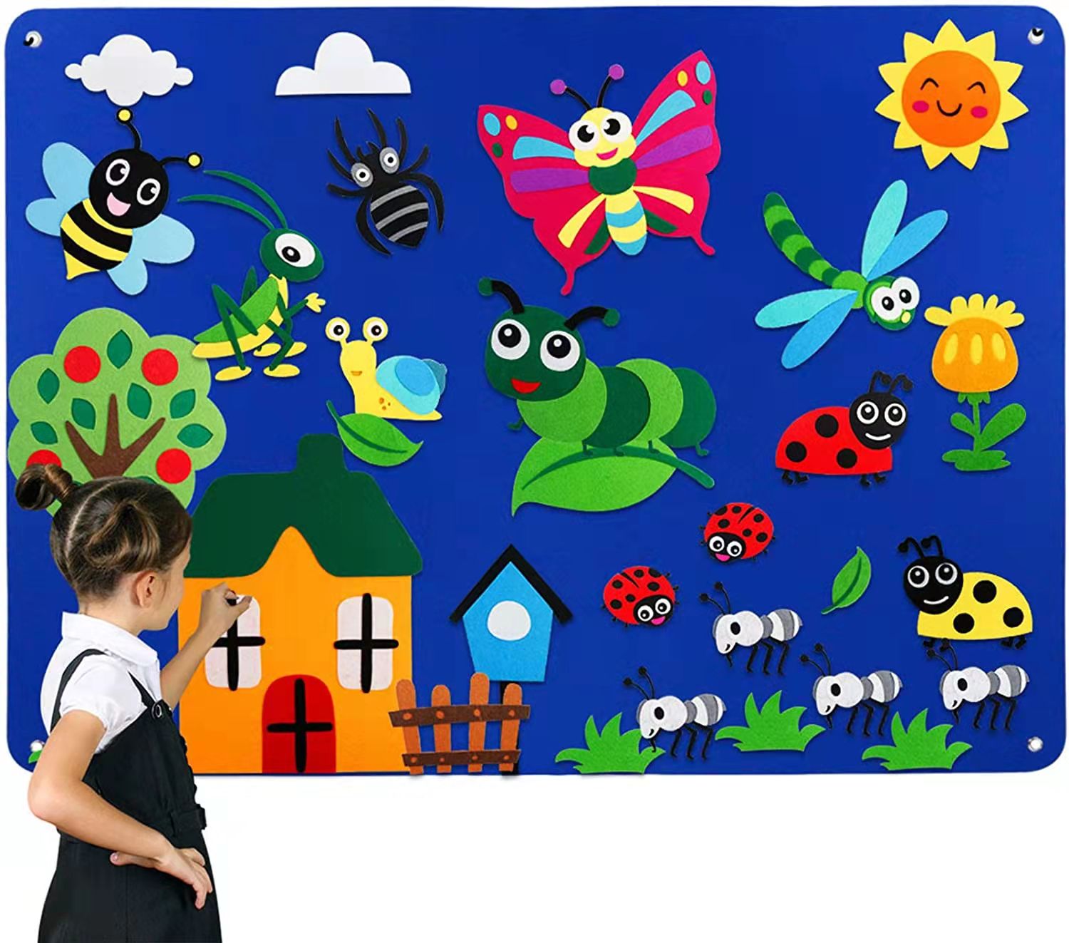 Wall Hanging Preschool Animal Theme Educational Toys Early Learning Felt Fabric Busy Story Board Set Toddler Gift Developing