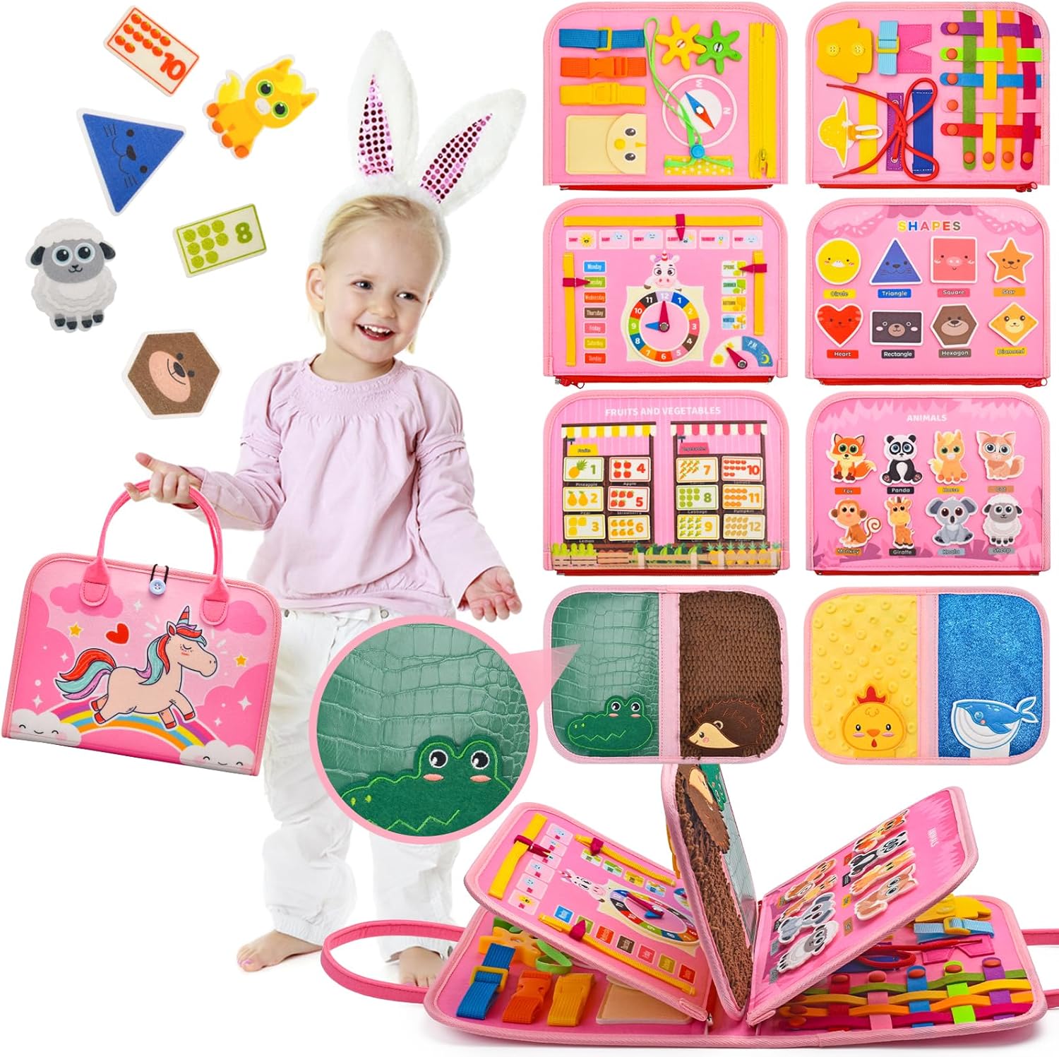 Baby &amp; Children's Felt Busy Board Educational Toy-Creative Learning Craft Kit with Cloth Book Customized Color &amp; Size 1-6 Years