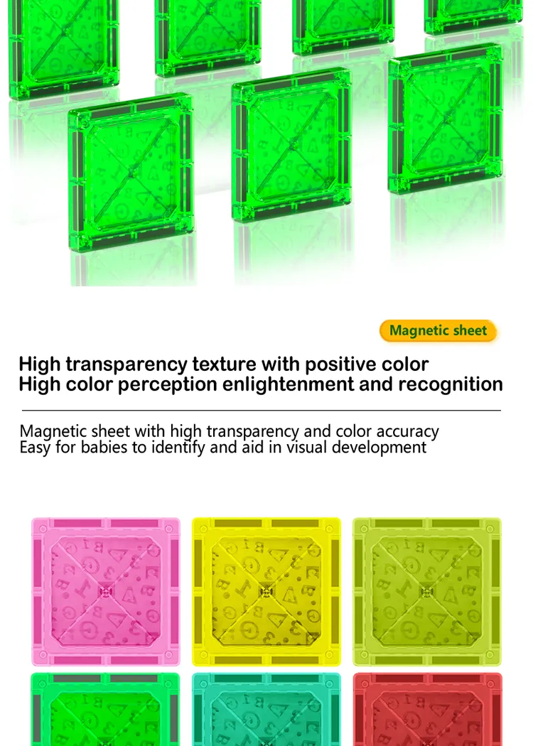 Picassotiles Magnetic Tiles 60PCS Kids Toys Classroom Sensory Toy for Toddlers Stem Learning Building Blocks
