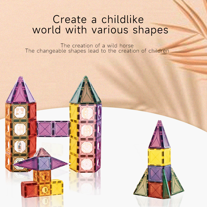 40PCS Toddler Enlighten DIY Construction Set Kids Imaginative Learning 3D Building Magnetic Tiles Ball Track Marble Run Toy