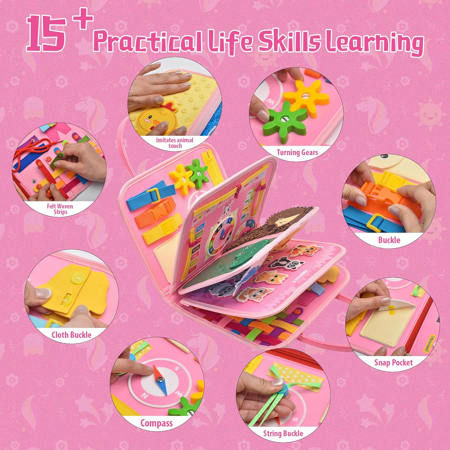 Baby &amp; Children's Felt Busy Board Educational Toy-Creative Learning Craft Kit with Cloth Book Customized Color &amp; Size 1-6 Years
