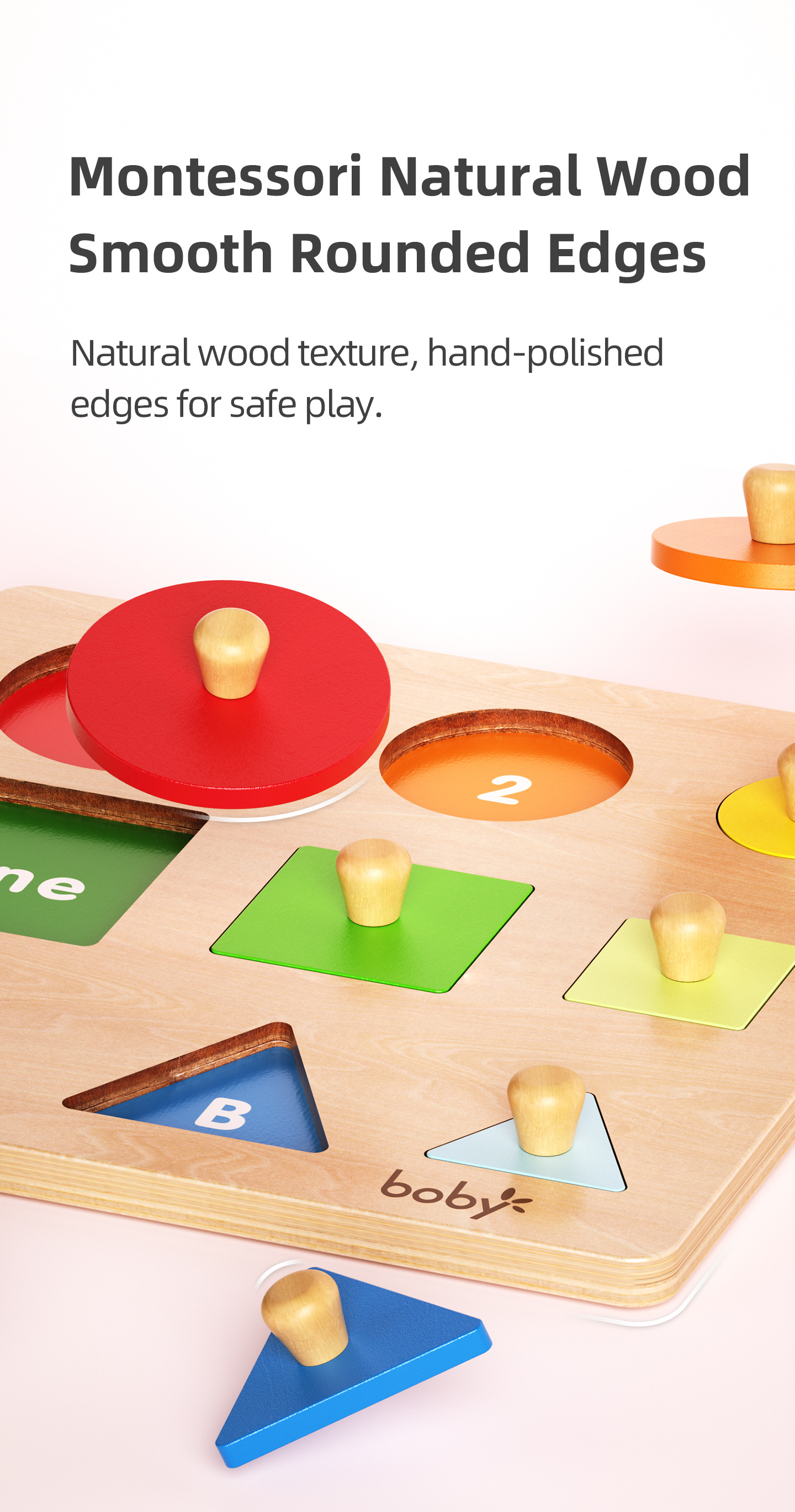 Montessori Wooden Sensory Toys for Kids 1-2 Years Educational Shape Size Gradient Puzzle