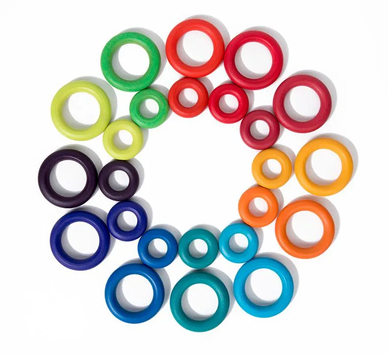 Wooden Ring Stacking Educational Toy Display