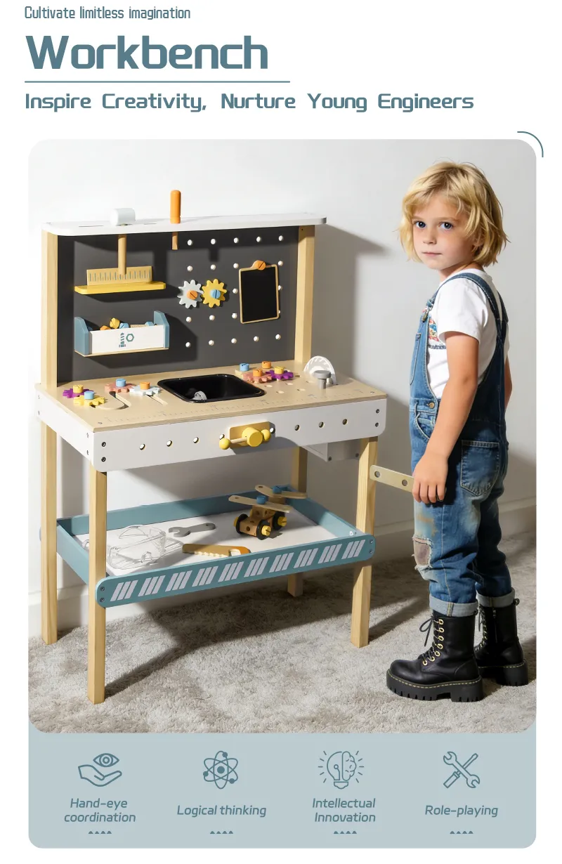 Preschool Toy Classroom Wooden Workbench Play Set for Stem Learning