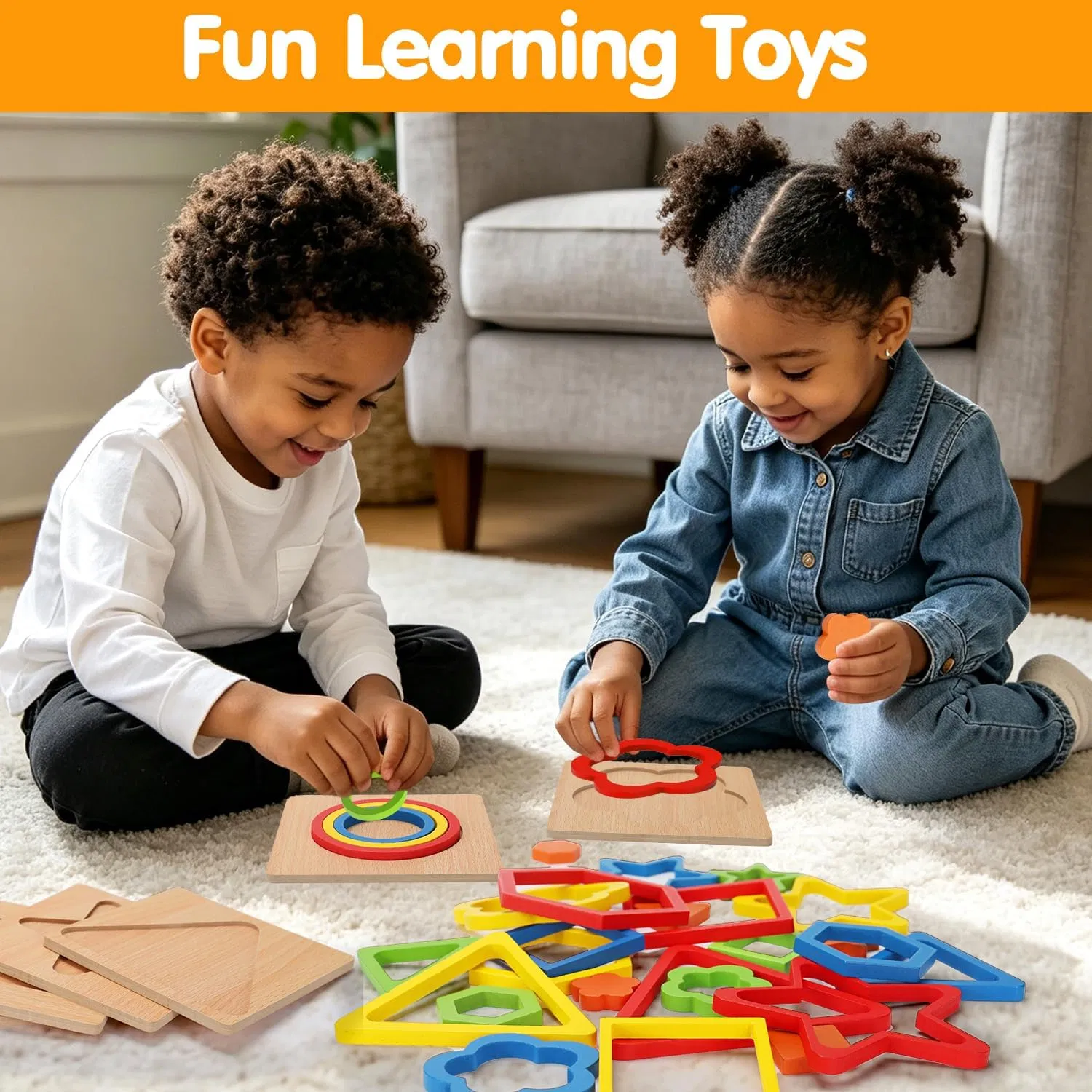 Toddler Puzzles Montessori Toy Wooden Shape Sorting Puzzle Sensory Toy for Toddler Activities Preschool Learning Educational Autistic for Developmental Kids