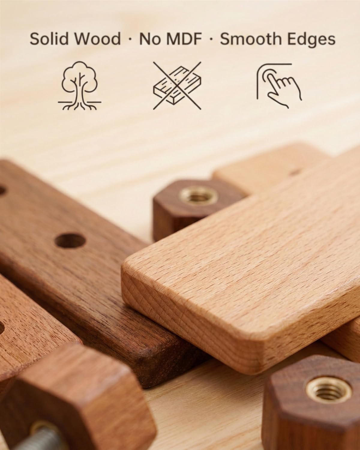 Wood Engineering Vehicle Toys, Wooden Push Car Toys, Montessori Preschool Early Learning Educational Toys for Toddlers
