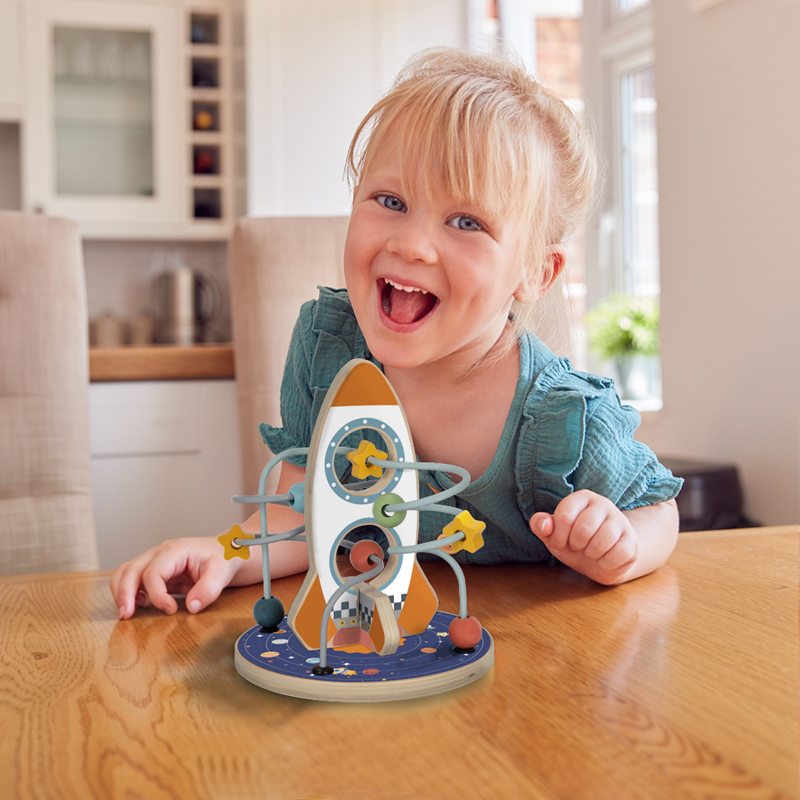 Wooden Montessori Educational Beads Maze Multifunction Rocket Shapes Toys Preschool Learning Educational Toy