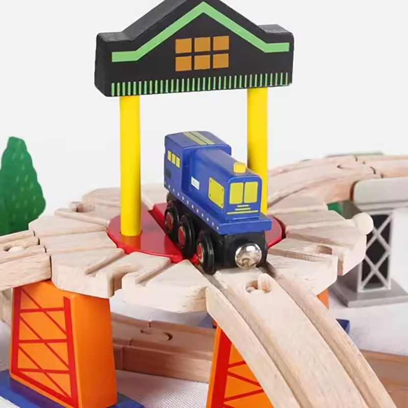 Non-Toxic Safe 108PCS Montessori Educational DIY Eco-Friendly Wooden Train Track Early Learning Toy