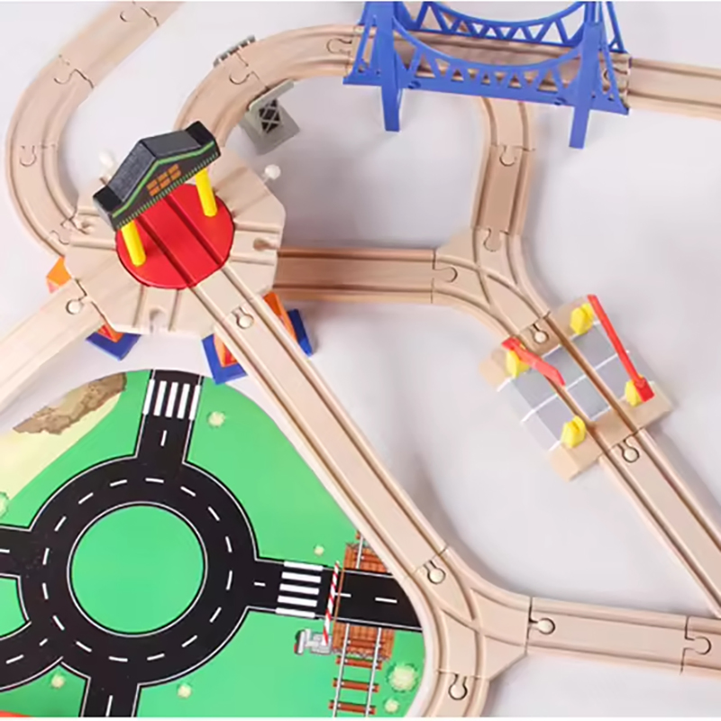 Non-Toxic Safe 108PCS Montessori Educational DIY Eco-Friendly Wooden Train Track Early Learning Toy