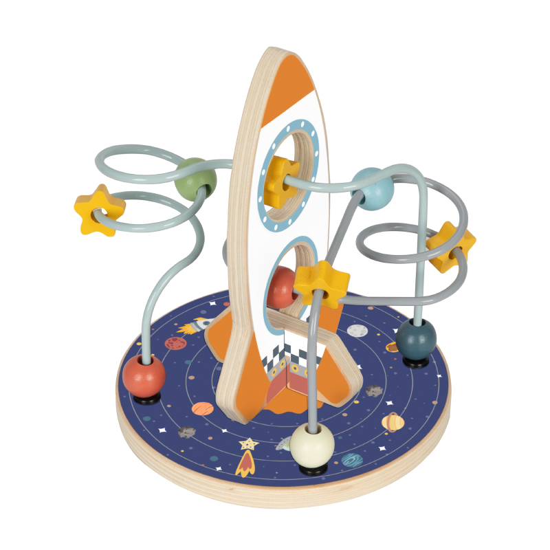 Wooden Montessori Educational Beads Maze Multifunction Rocket Shapes Toys Preschool Learning Educational Toy