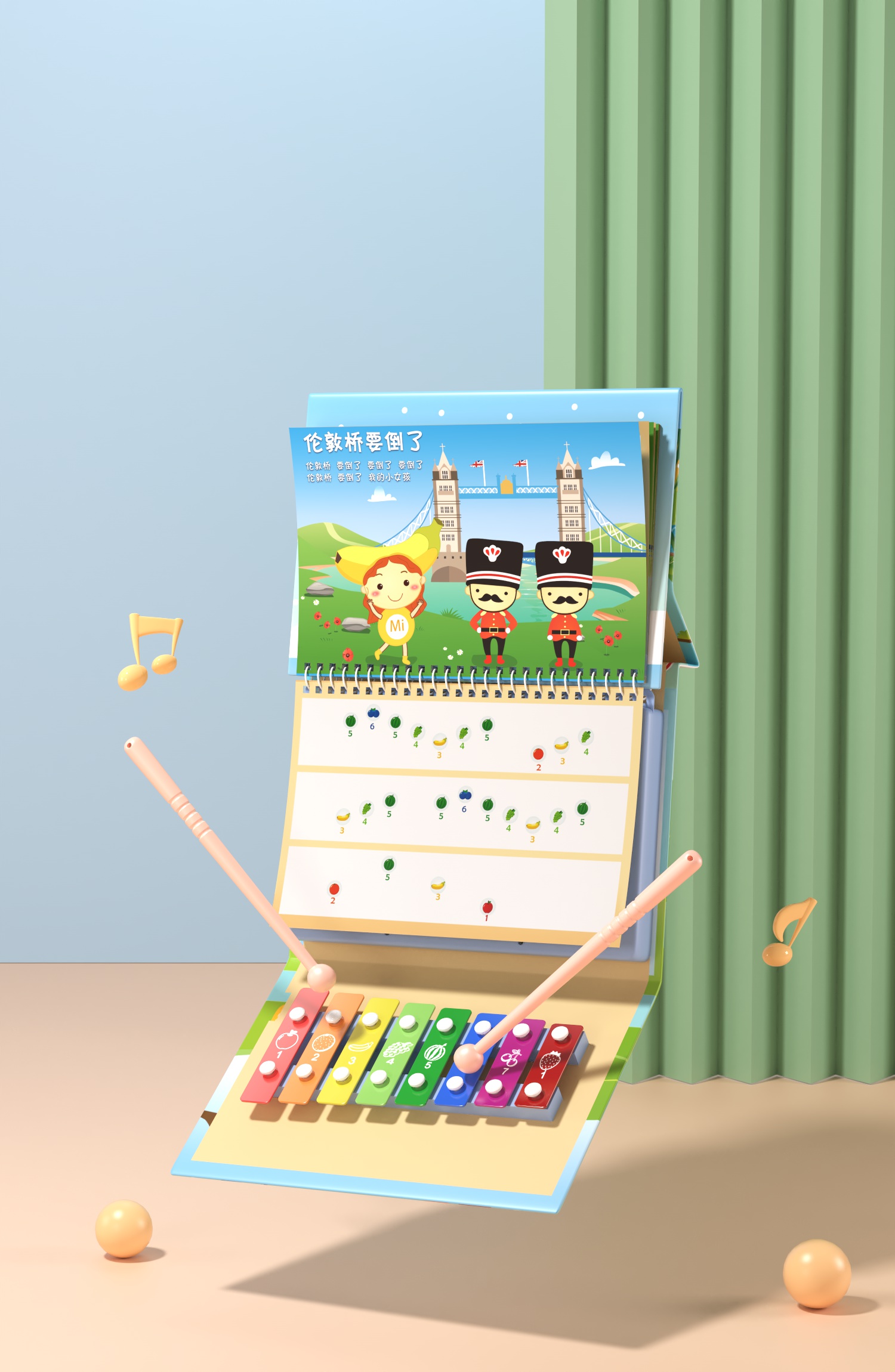 Educational Xylophone Keys Percussion Musical Instrument Kids Toys for 2-4 Years Preschool Kindergarten ABS Fun Learning Tool