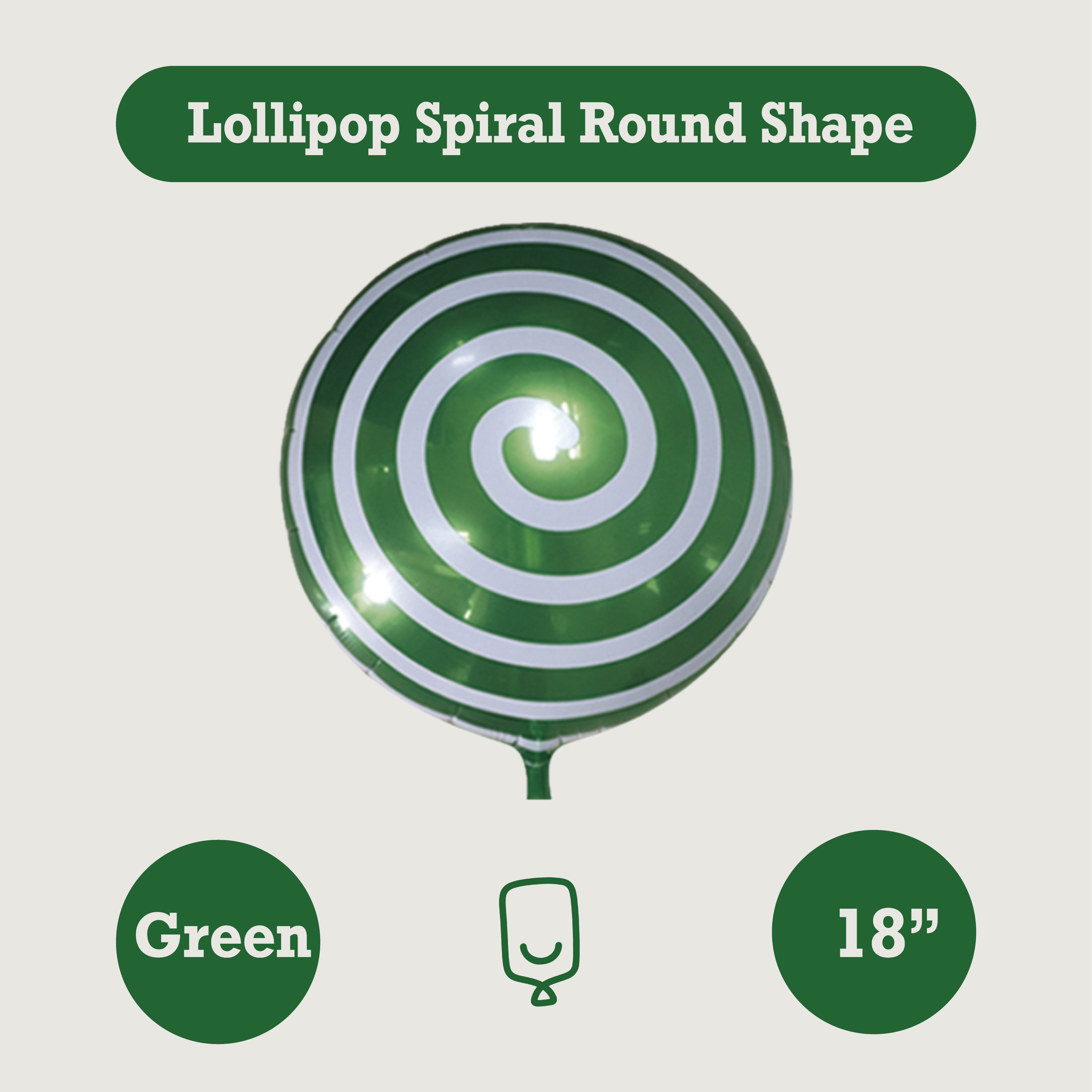 18 Inch Lollipop Spiral Round Shape Foil Balloon Multi Colors Kids Candy Party Custom OEM Mylar FAMA BSCI Sedex Factory
