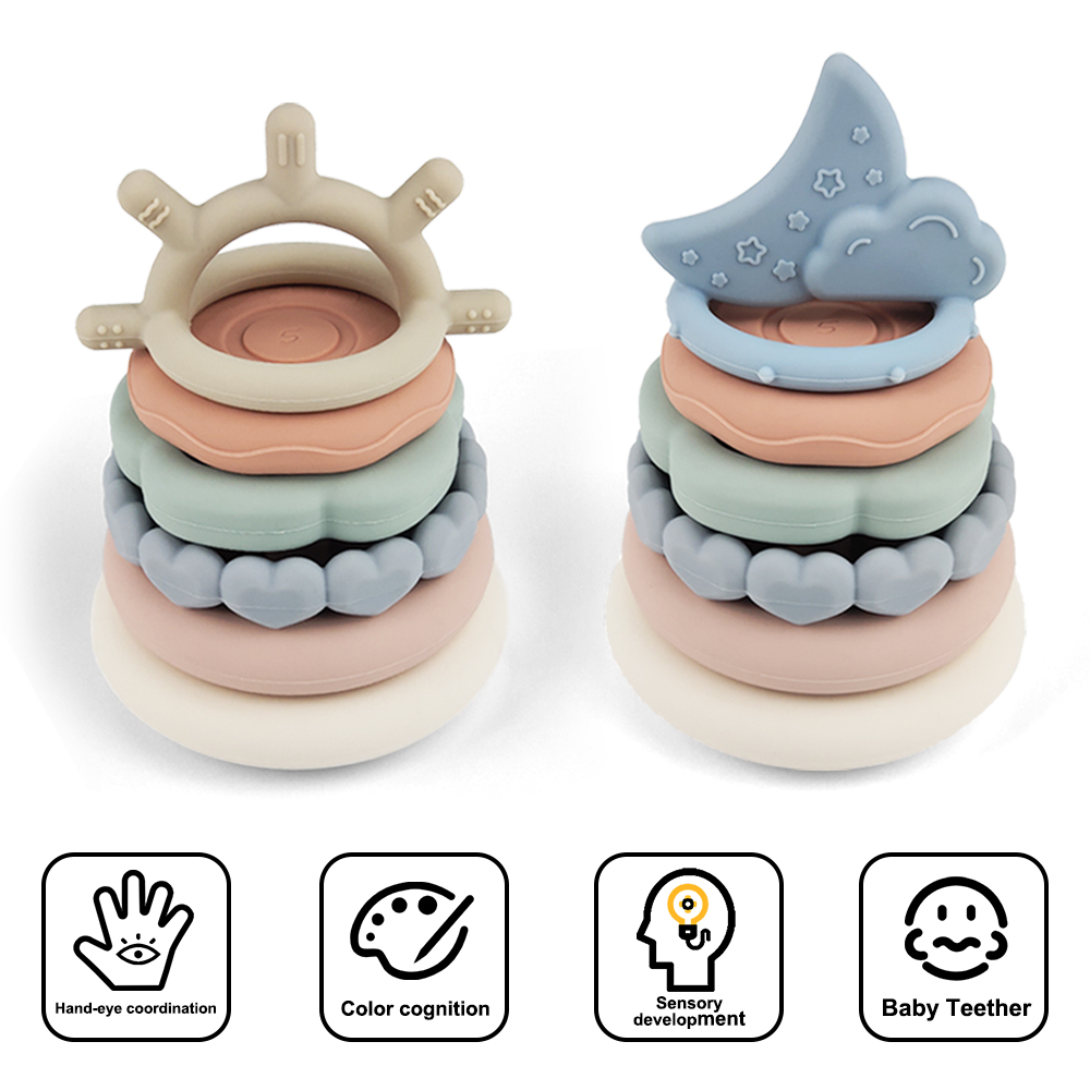 Silicone Learning Stacking Ring Rainbow Stacking Toys