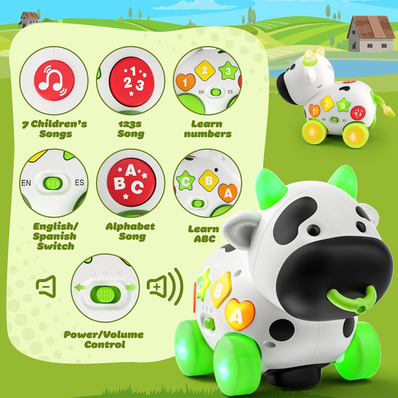 Children Education Developmental Learning Electric Bilingual Musical Cow Toy