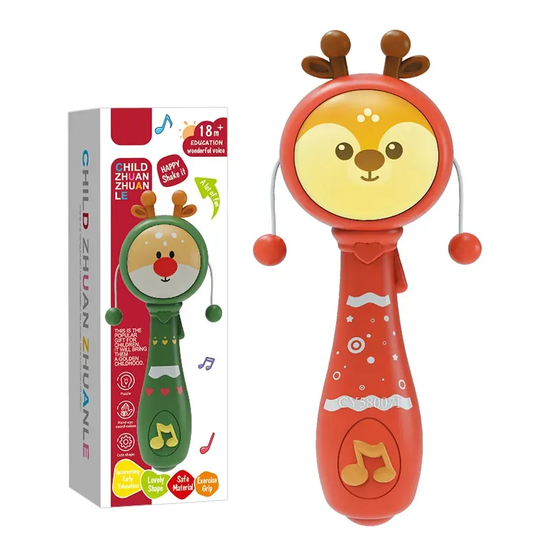Infant Teethers Soothing Toys Baby Chew Rattle Toys with Music and Lights