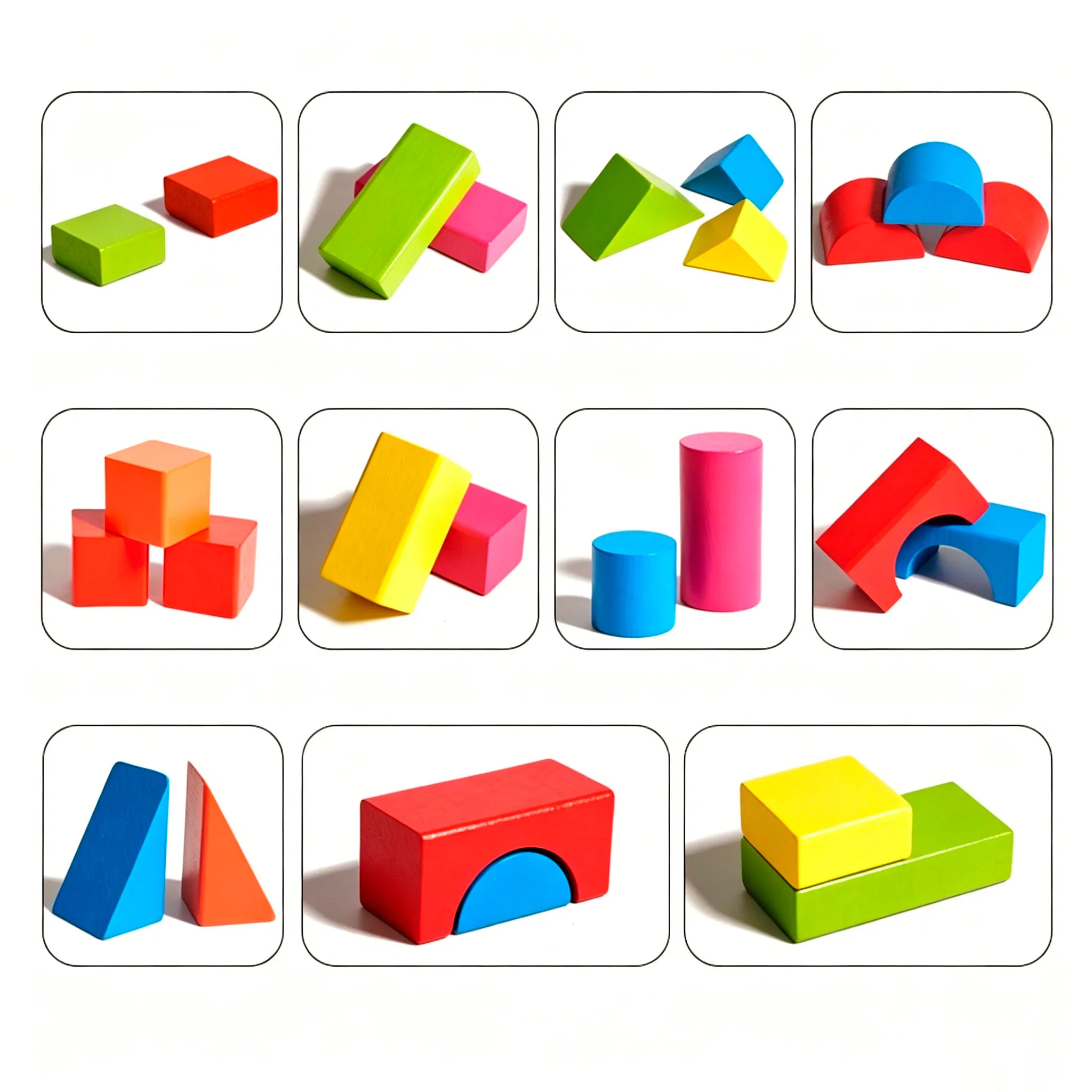 Montessori 82PCS Wooden Building Blocks Early Learning Educational Toy