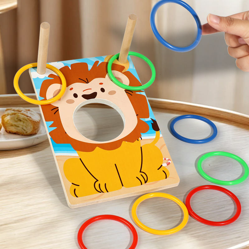 Wooden Bean Bag Toss &amp; Ring Toss Game Indoor Outdoor Interactive Educational Toy for Kids Adults Family Fun