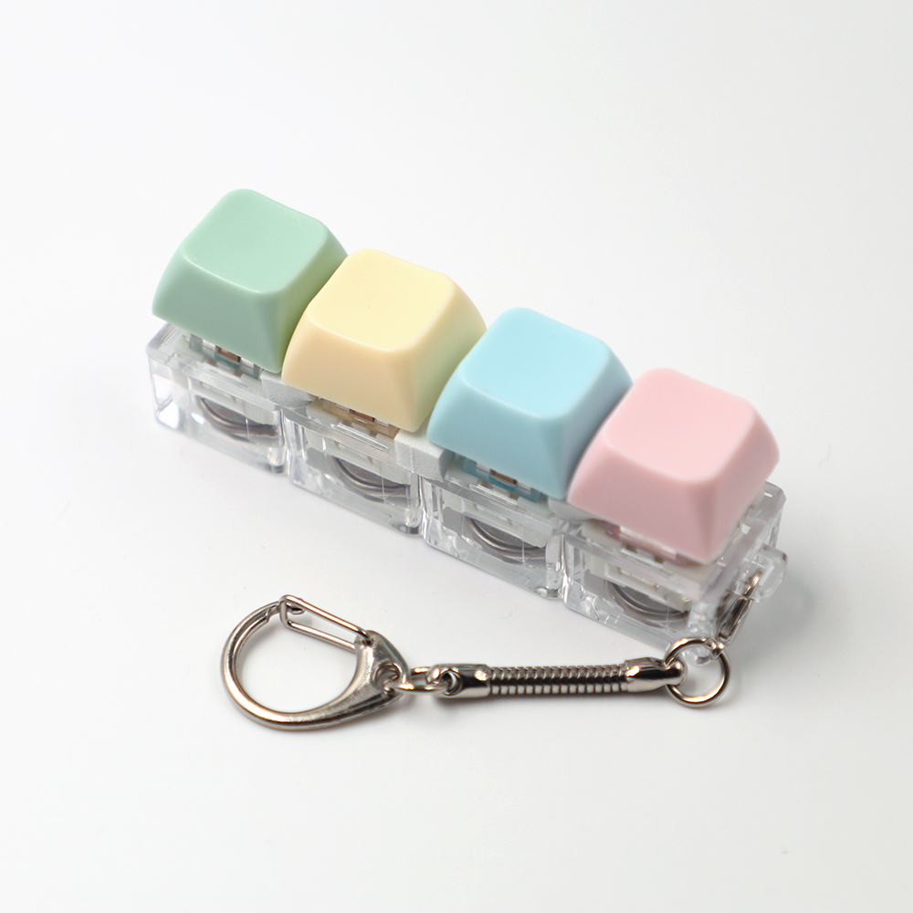 4pcs Mini Keyboard Fidget Toy Keychains Fun Stress Relief Buttons Portable Keyring Toys