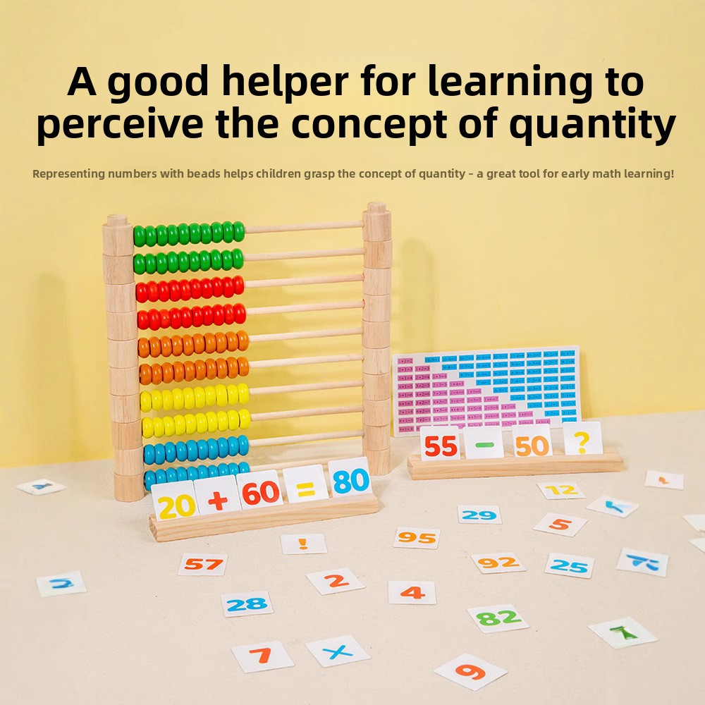 Wooden Kids Colorful Arithmetic Frame Assembled Abacus Educational Toy for 5 to 7 Years