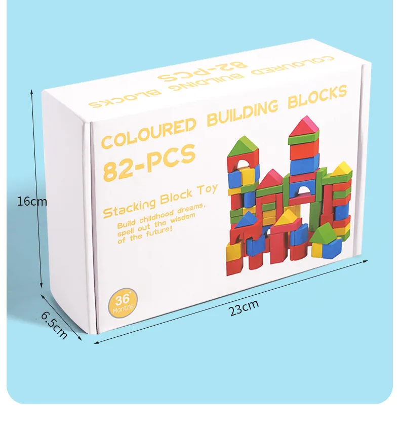 Montessori 82PCS Wooden Building Blocks Early Learning Educational Toy