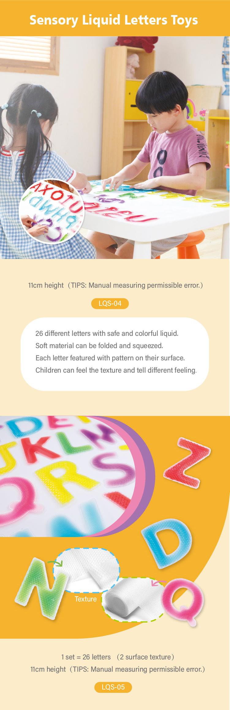 Liquid filled educational letters