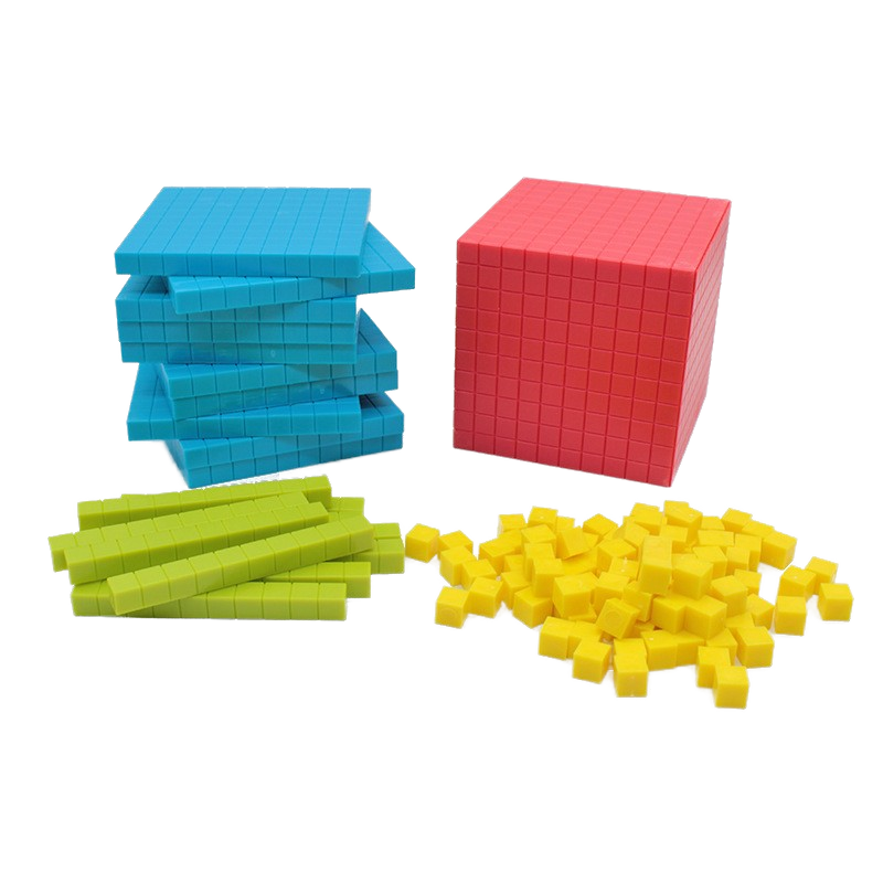 Base Ten Blocks Set Plastic Mathematics Educational Toys for Introduction to Quantity and Decimal for Math Lessons