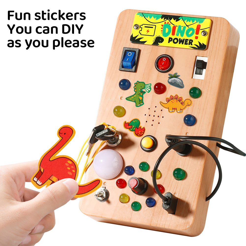 Montessori Busy Board with LED Light Switches Sensory Toys Light up Switch Travel Toys for Baby Toddler