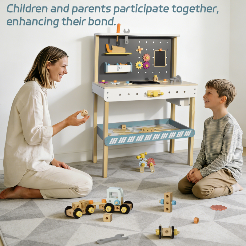 Preschool Toy Classroom Wooden Workbench Play Set for Stem Learning