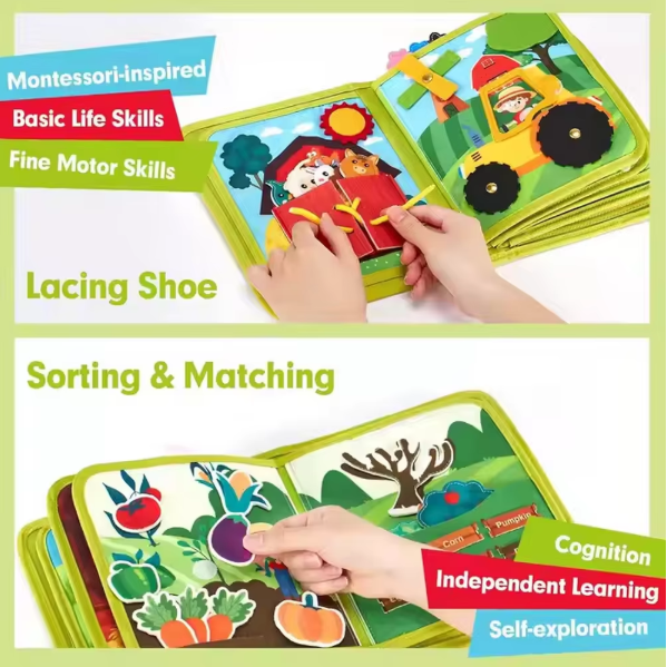 Toddler Travel Activities Sensory Felt Busy Board Kids Montessori Toys Preschool Early Learning Educational Toys for Girls
