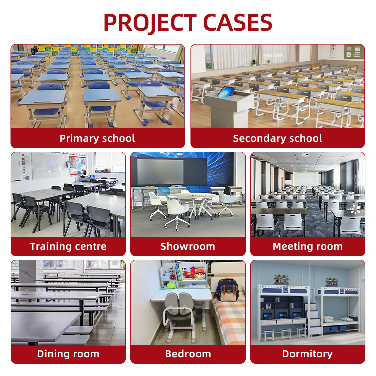 WMC65-DGPN Factory Fixed Classroom School Furniture Student Desk And Chair Set For High School
