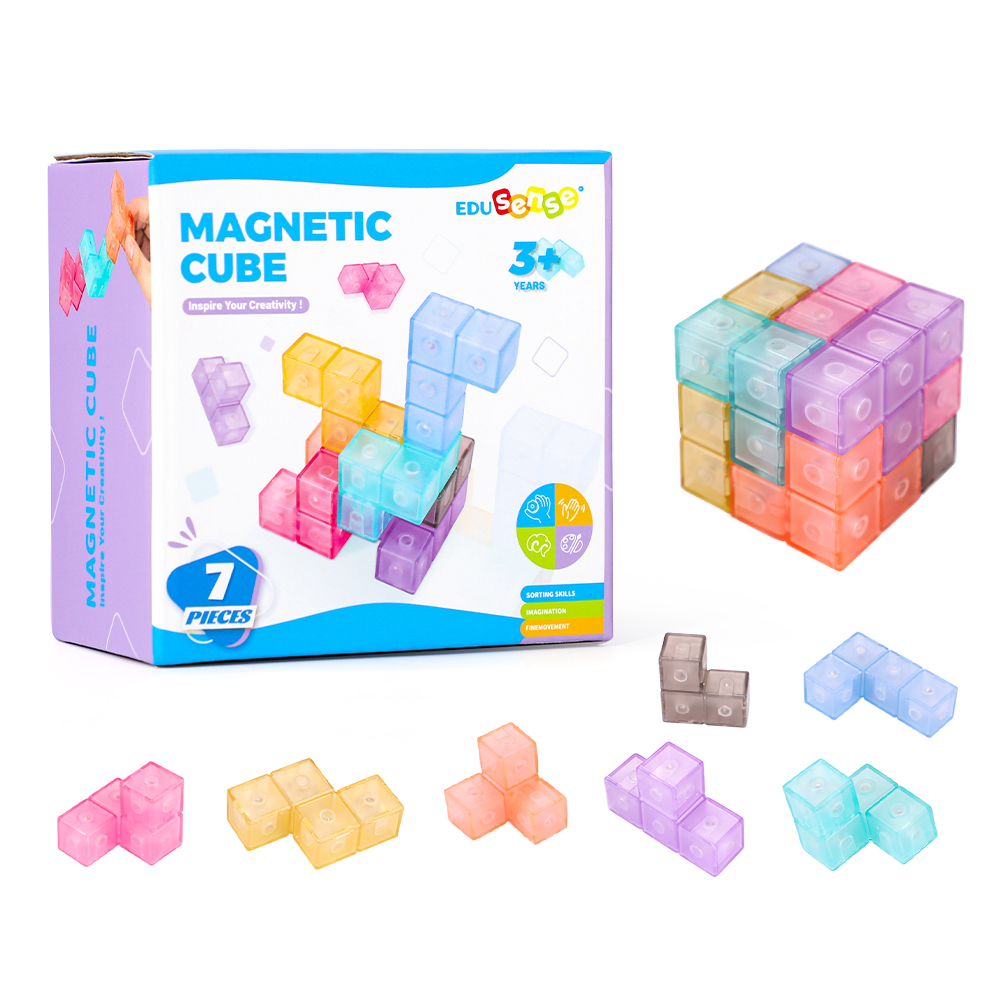 EDUsense Magnetic Cube Kids Toy Intellectual Development Puzzle Block Kids Learning Montessori Sensory Autism Toys