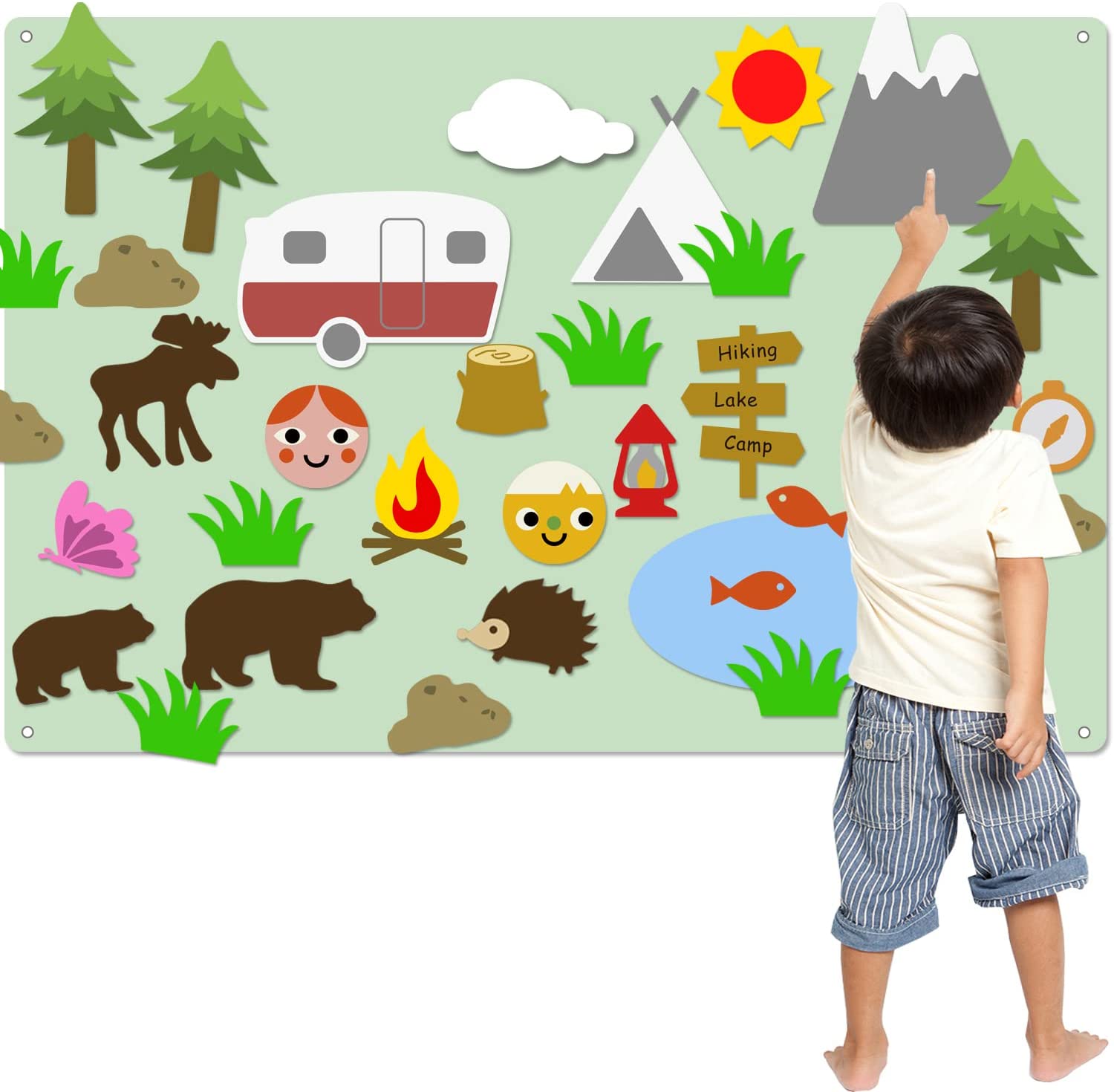 Wall Hanging Preschool Animal Theme Educational Toys Early Learning Felt Fabric Busy Story Board Set Toddler Gift Developing
