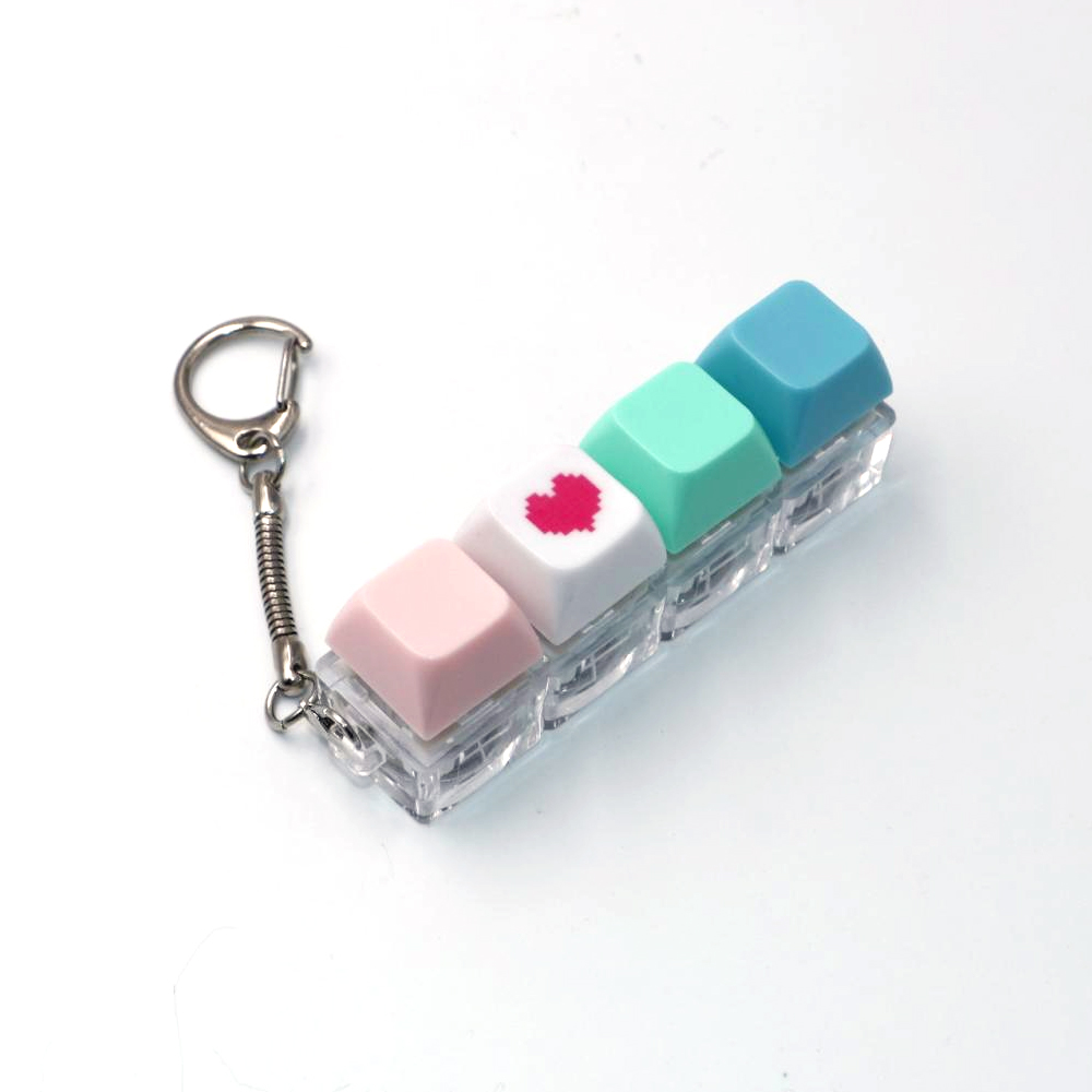 4pcs Mini Keyboard Fidget Toy Keychains Fun Stress Relief Buttons Portable Keyring Toys
