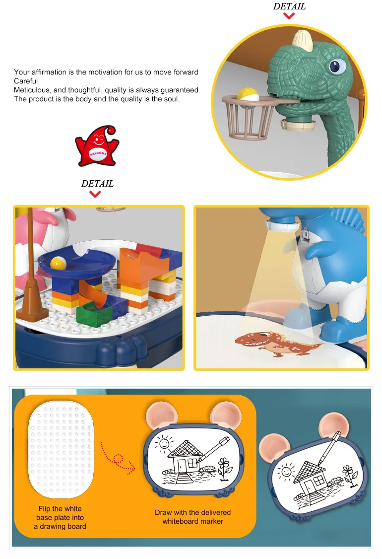 Projection Drawing Shooting Track Building Blocks Table Stem Toy for Kids Creative Play Educational Game Interactive Montessori Learning Developmental Toy