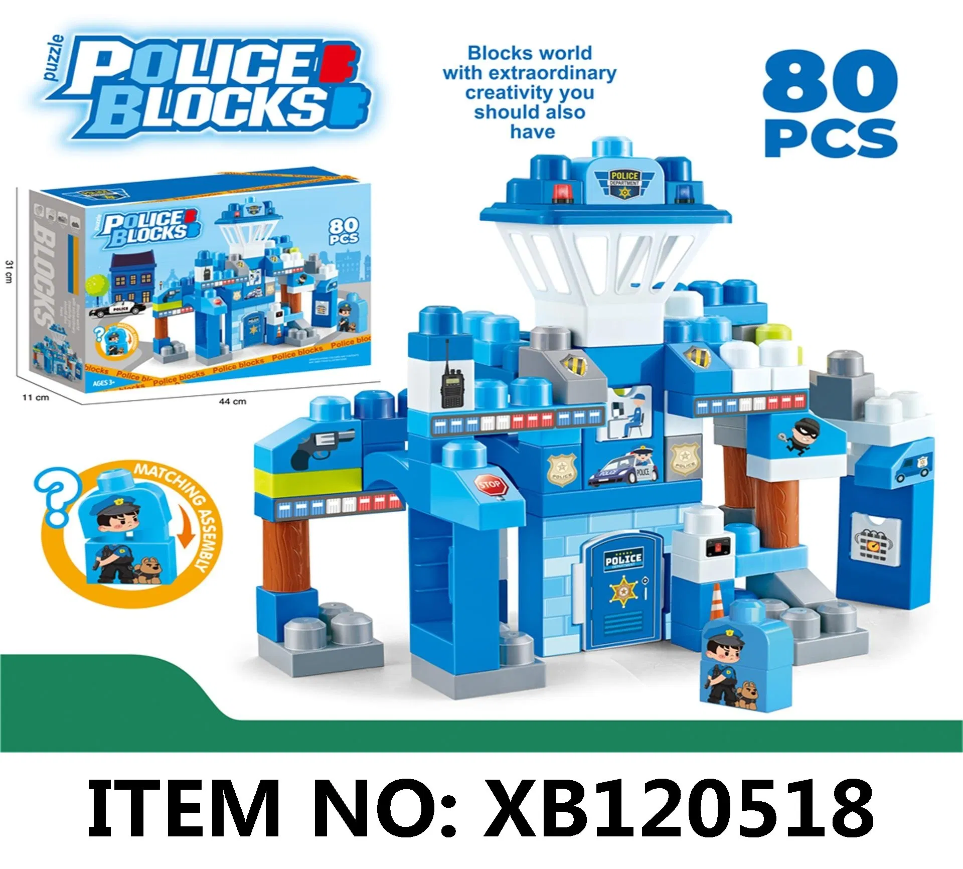 Xinbo 80 Pieces of Police Department Custom Building Blocks Best Selling Toys for Children's Science and Education Enlightenment Toy