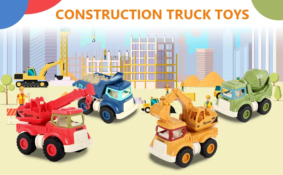 All-in-One Construction Truck Toys for Toddlers Ages 2 to 5