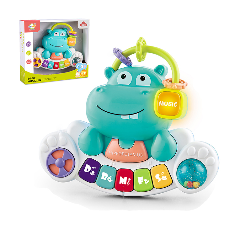 Xinbo Montessori Keyboard Toy Baby Musical Early Learning Piano Cute Hippopotamus Design Interactive Toy