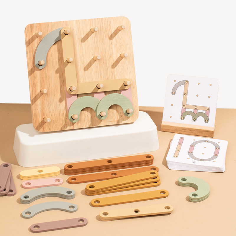 Baby Montessori Creative Geometric Nail Board Game Children Learning Toy Early Educational DIY Puzzle Toys for Kids Wooden Toy