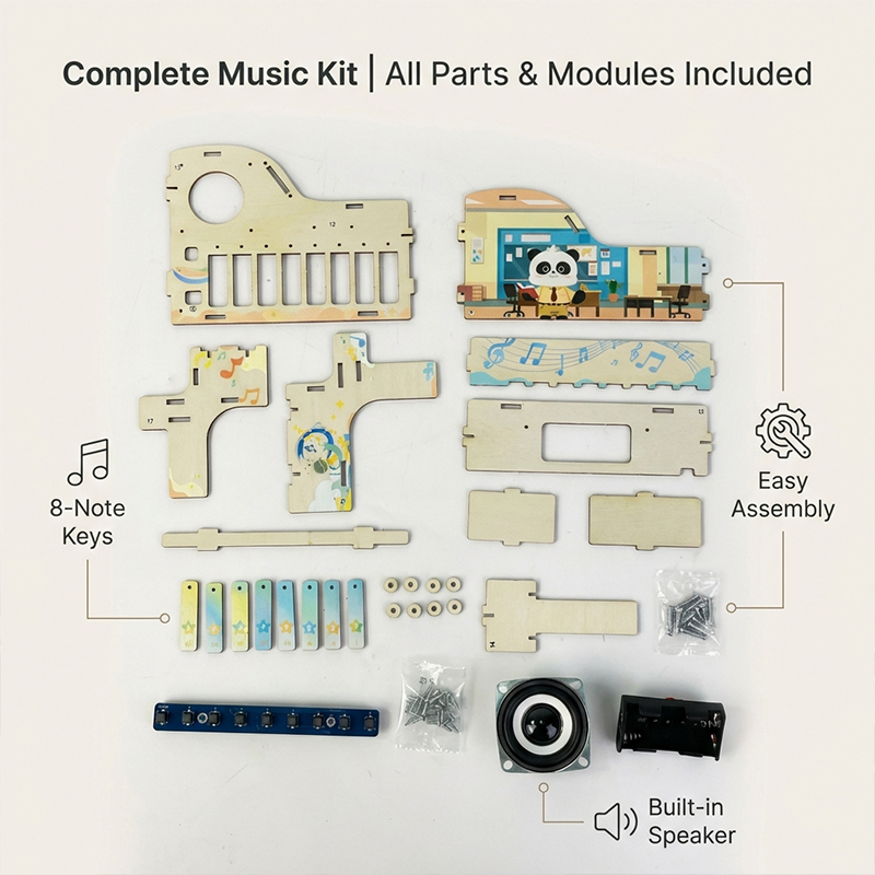 Provide Stem Curriculum Starter Kit Wooden Electronic Piano Children Stem Educational Robot Diy Kit For Kids