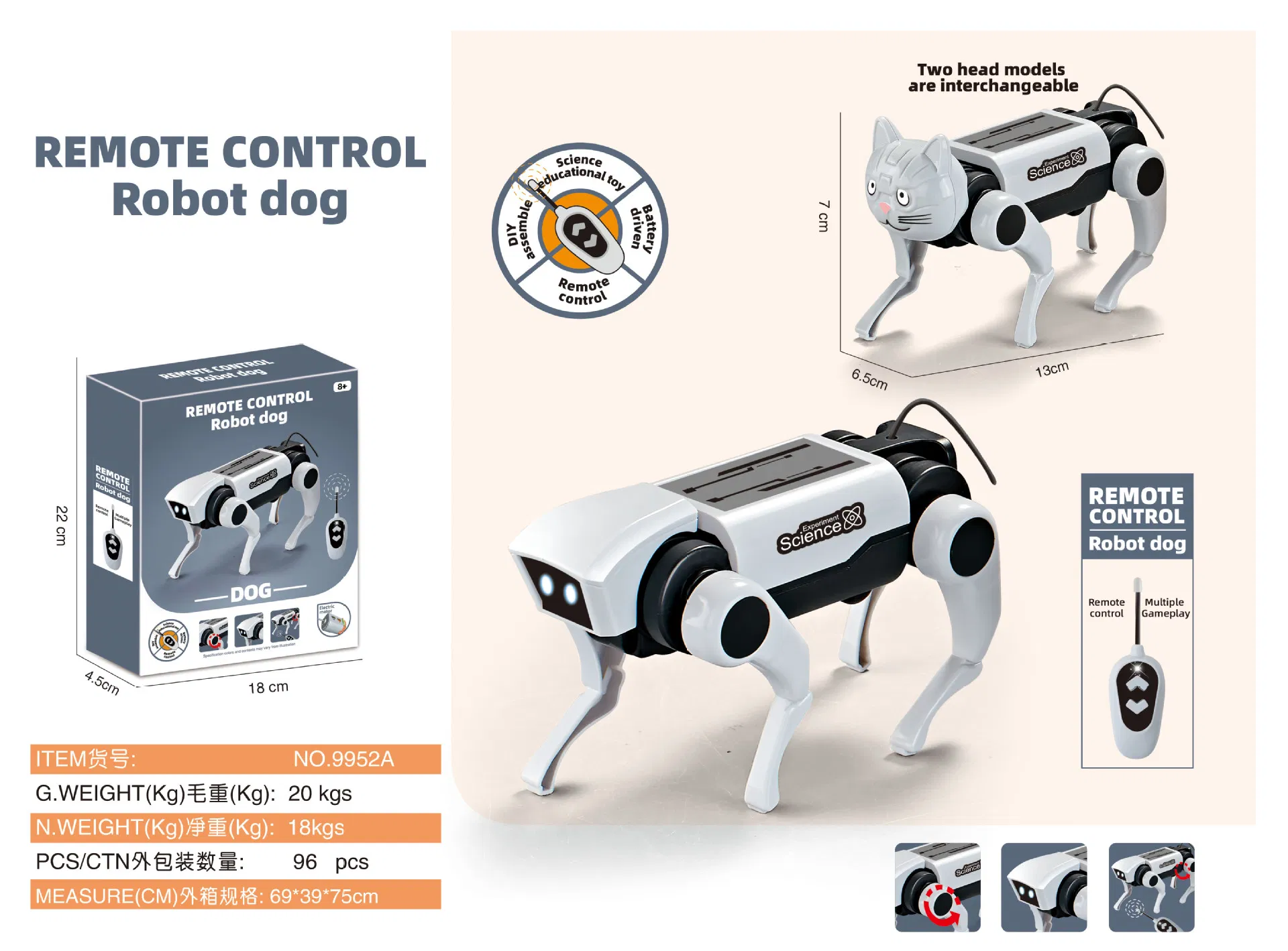New Science and Education Solar Powered Robot Dog Toy Steam DIY Experimental Educational Electric