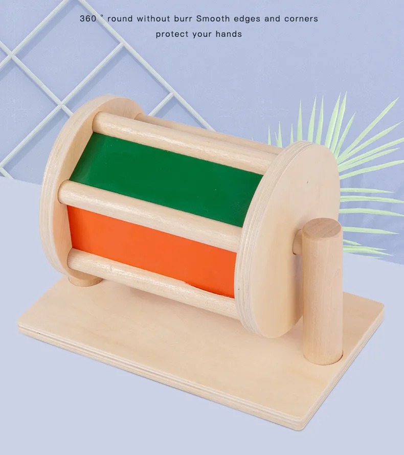 Infant Wooden Multi-Sensory Spinning Drum Montessori Educational Toy