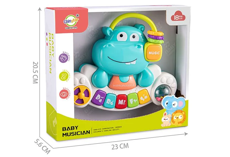 Montessori Keyboard Toy Baby Musical Early Learning Piano Cute Hippopotamus Design Interactive Toy