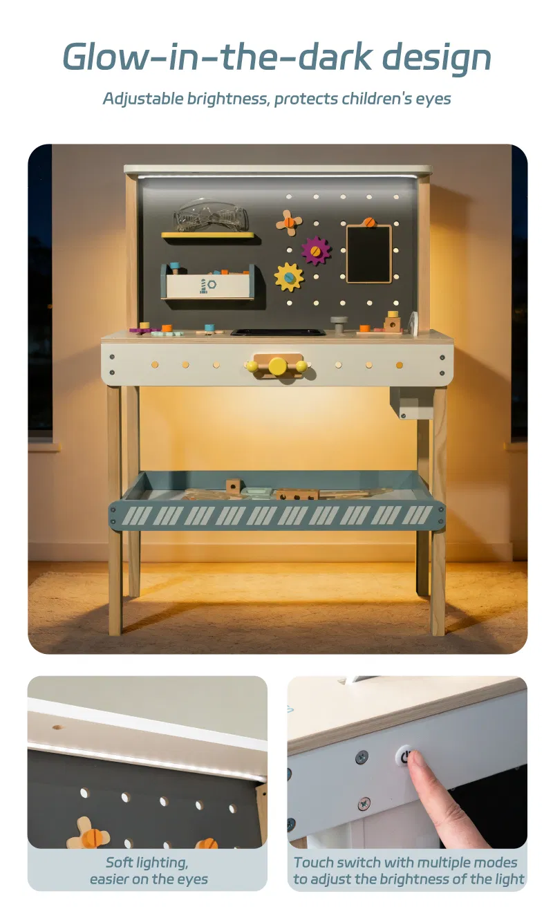 Preschool Toy Classroom Wooden Workbench Play Set for Stem Learning