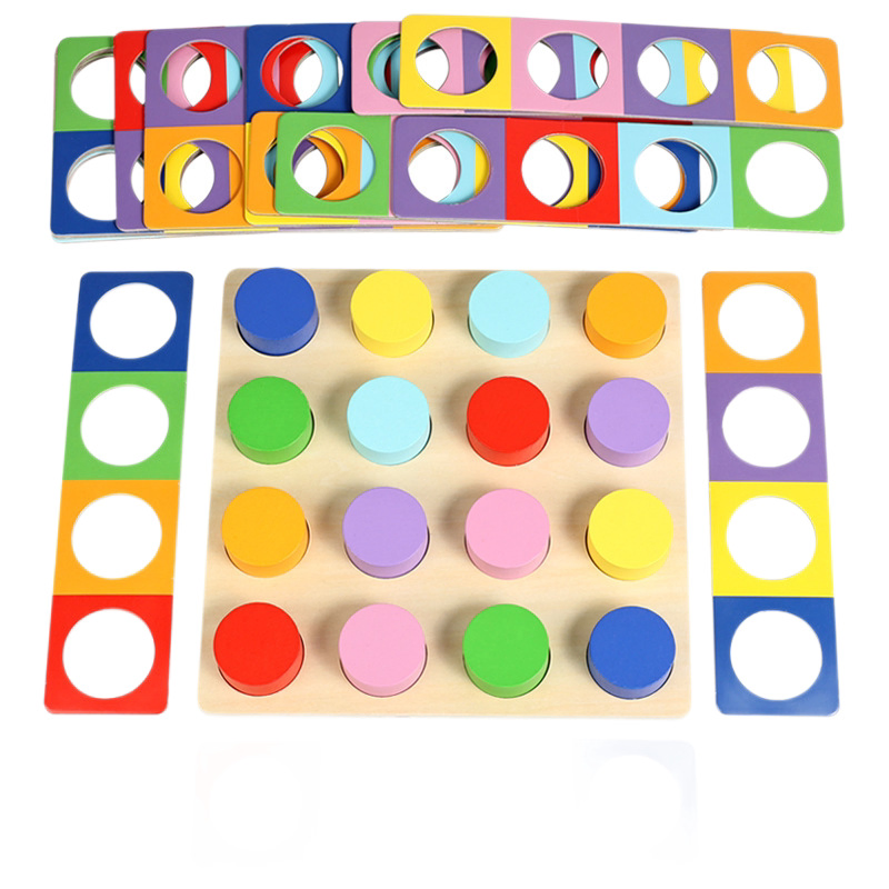 Children's Educational Wooden Color-Matching Board — Early Learning &amp; Cognitive Game for Logic Training, Building Blocks &amp; Puzzle Toy