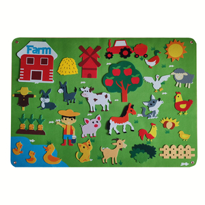 Wholesale Preschool Farmhouse Early Learning Interactive Playing Busy Board Wall Hanging Farm Animal Felt Story Board Multi