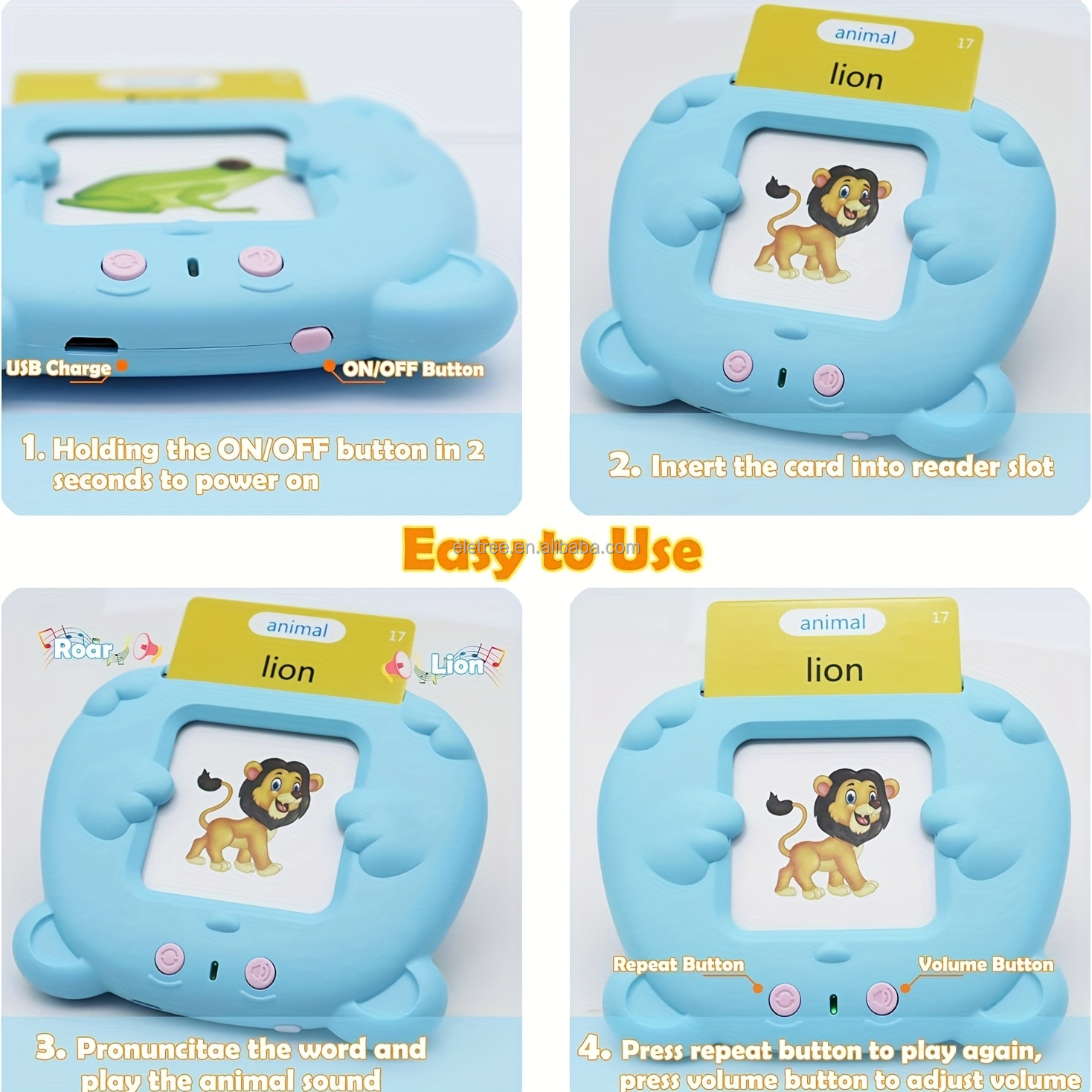 New Arrived Kids Interactive Portuguese English Language Toy Autism Sensory Montessori Speech Therapy Talking Flash Cards