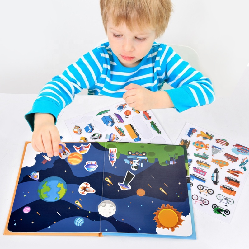 AiJH Children Learning Magic Sticker Jelly Book Animal Traffic Activity Cognitive Quiet Book Early Educational Toy for Kids