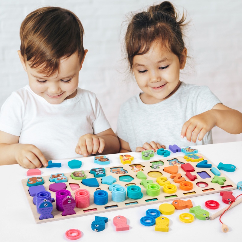 Best Value Children's 5 In1 Logarithmic Board Digital Shape Matching Puzzle Juguetes Early Education Toys For Kids Boys Girls