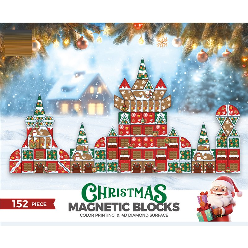 Xinbo Christmas Magnetic Building Blocks Tiles for Kids Learning Educational Magnets Construction Set Toys Christmas Birthday Gift